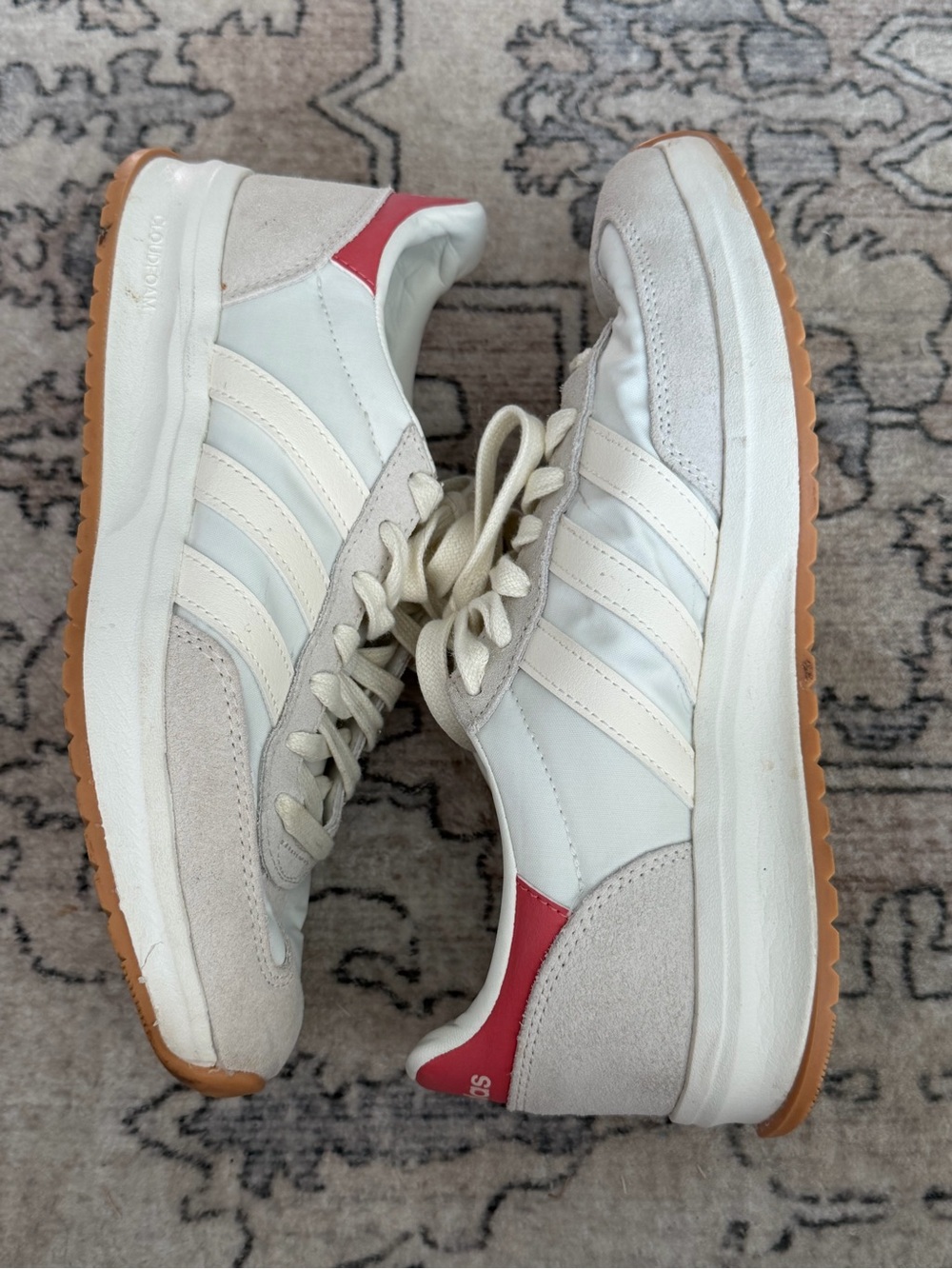 Adidas Women’s Cream & Pink Retro Trainer Sneakers